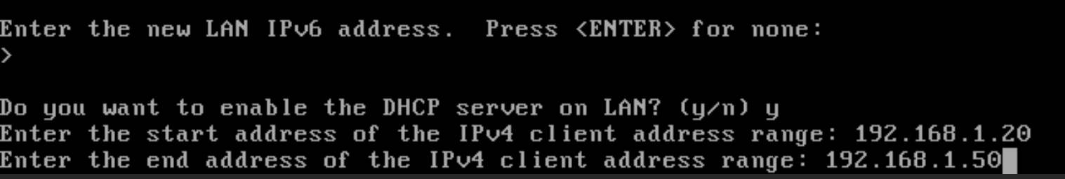 Activation du serveur DHCP et saisie de la plage d'adresses