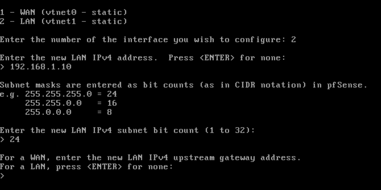 Saisie de l'adresse IP du LAN