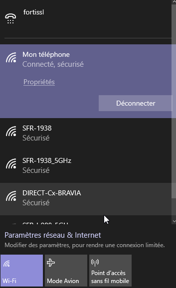 Ordinateur : saisie du mot de passe Wi-Fi